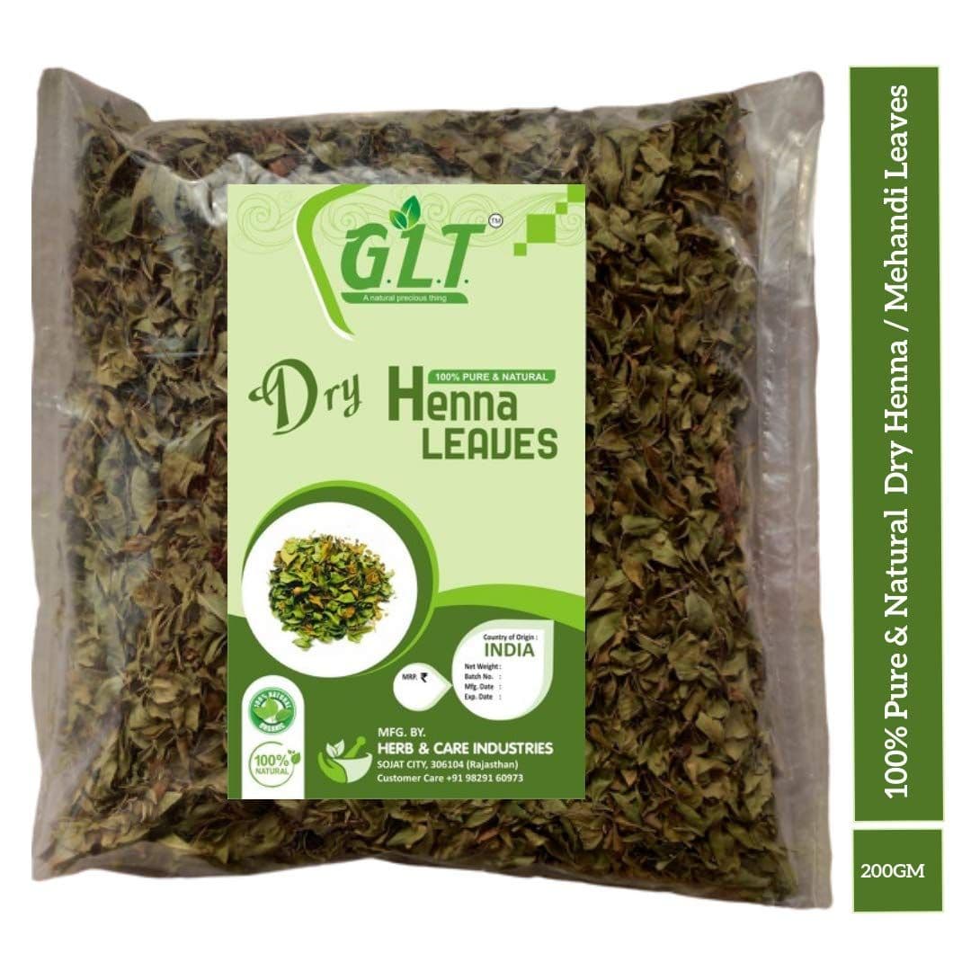 G.L.T. DRY MEHANDI LEAVES 100% NATURAL & ORGANIC (henna leaves 200gm)