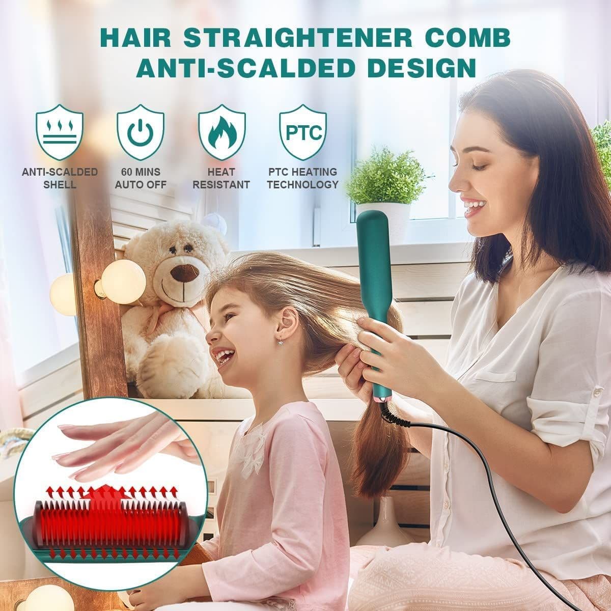 Hair Straightener - FIGMENT Hair Straightener Comb for Women & Men, Hair Styler, Straightener machine Brush/PTC Heating Electric Straightener with 5 Temperature Control Hair Straightener :- Multi Color