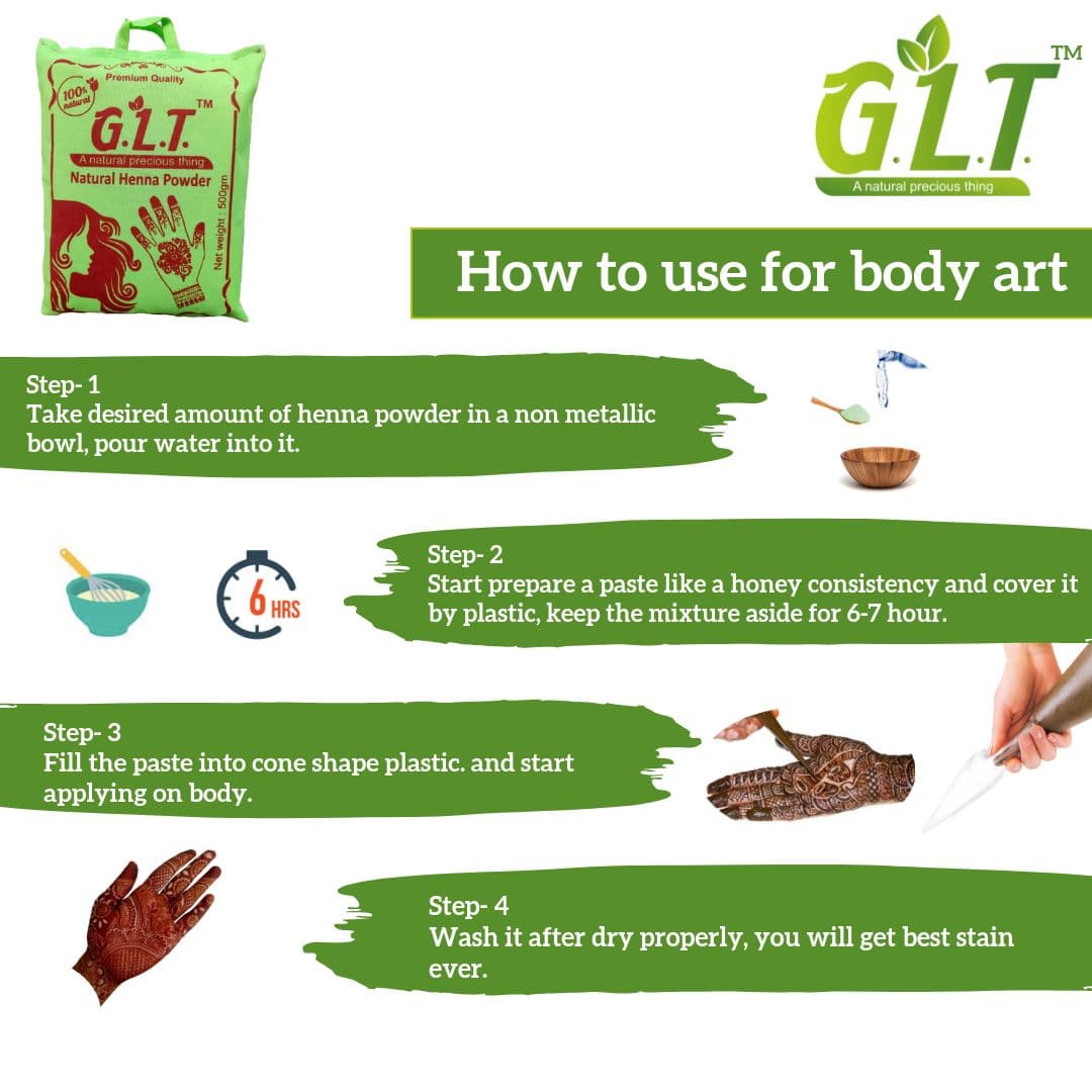 G.L.T. Henna powder for hair and hand (Cloth filtered) 100% Pure Mehndi Powder 1kg