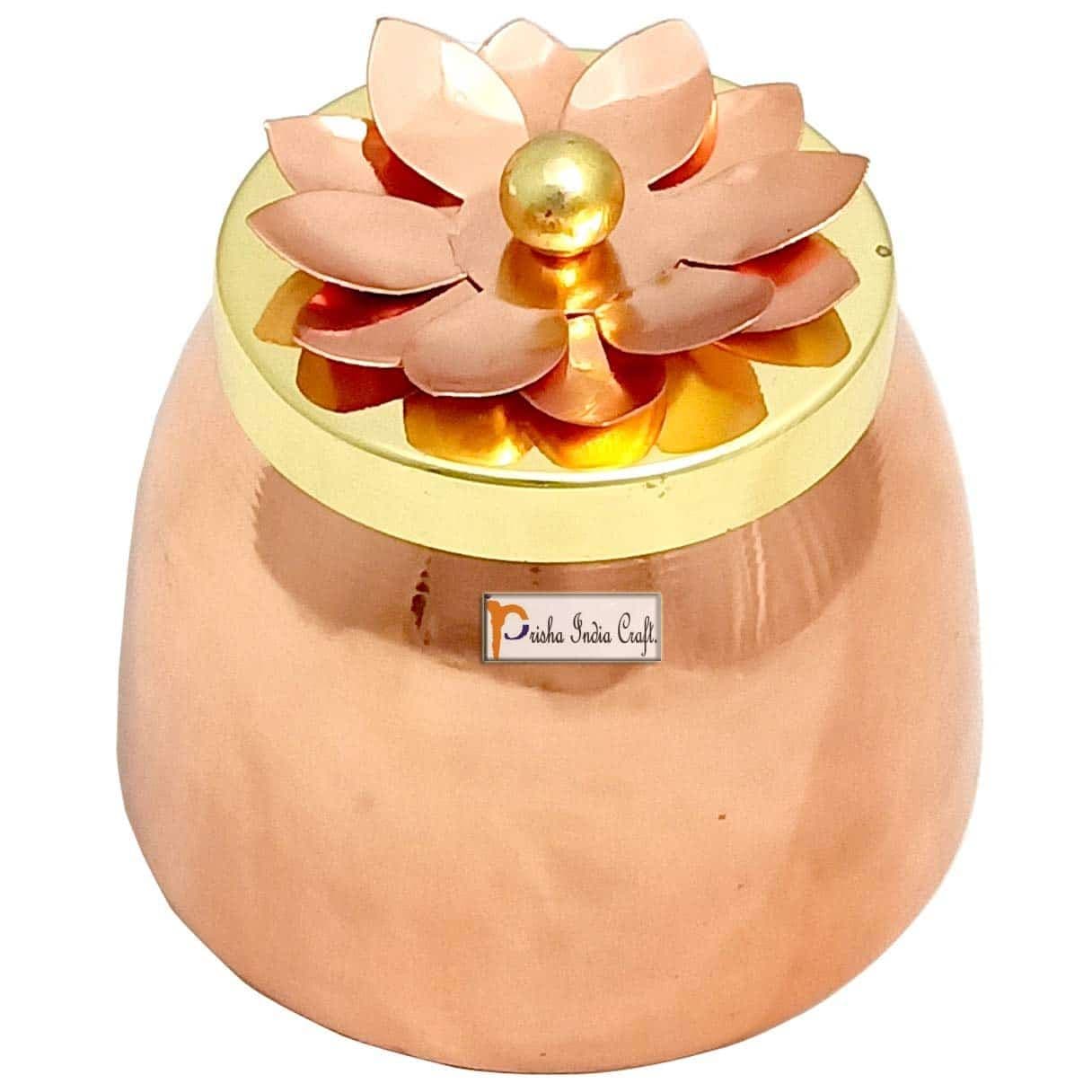 Prisha India Craft Copper Plating Dry Fruit Container Decorative Serving Bowls, Set of 2 Pieces, Gold