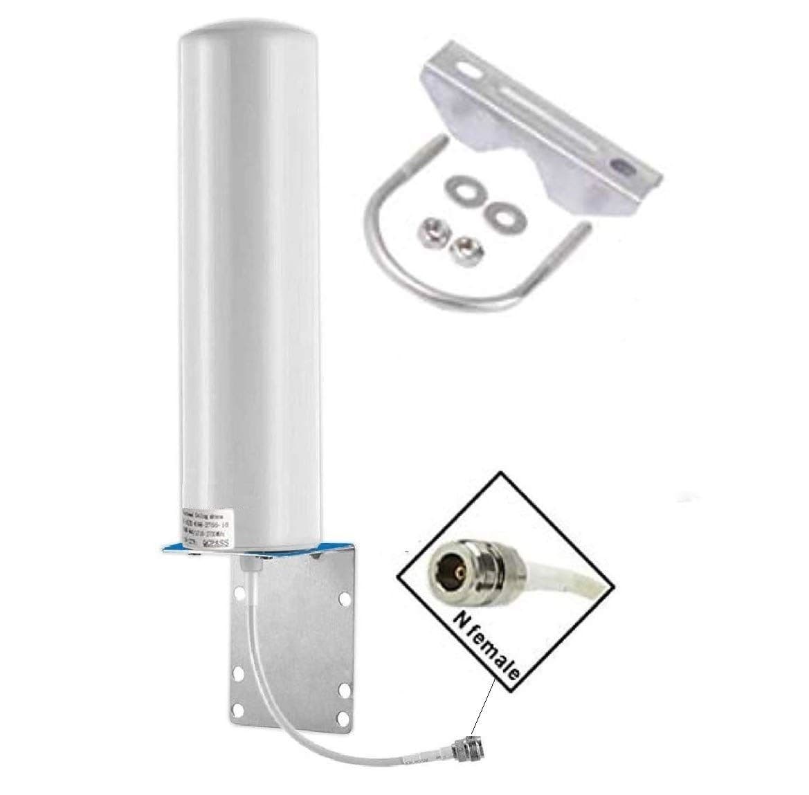 4G LTE Outdoor 698-2700MHz 12DBi Wideband Omni External Barrel Antenna with N Female Connector