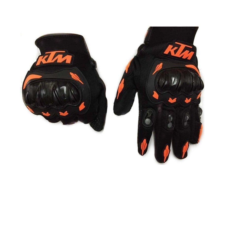 KTM Moto Biker Hand Gloves for Riding Bikes/Motorcycles/Cycles (Orange, Large)