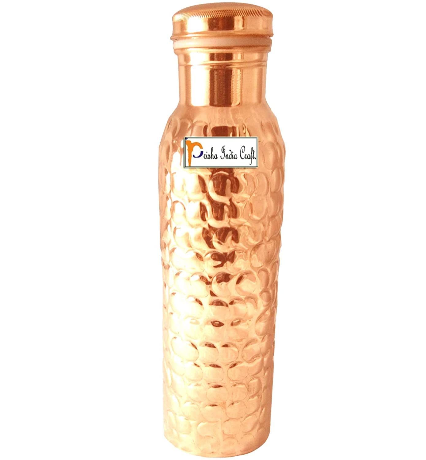 Prisha India Craft pure copper new design bottle 900 ml