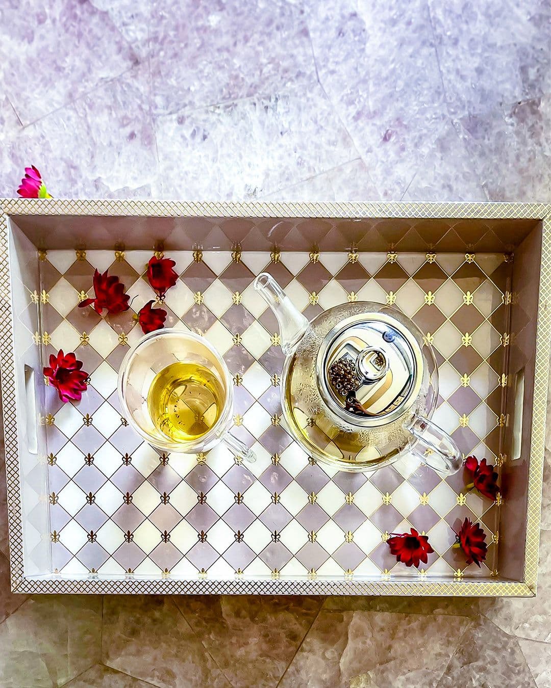 Gingham Cappuccino Tray Medium