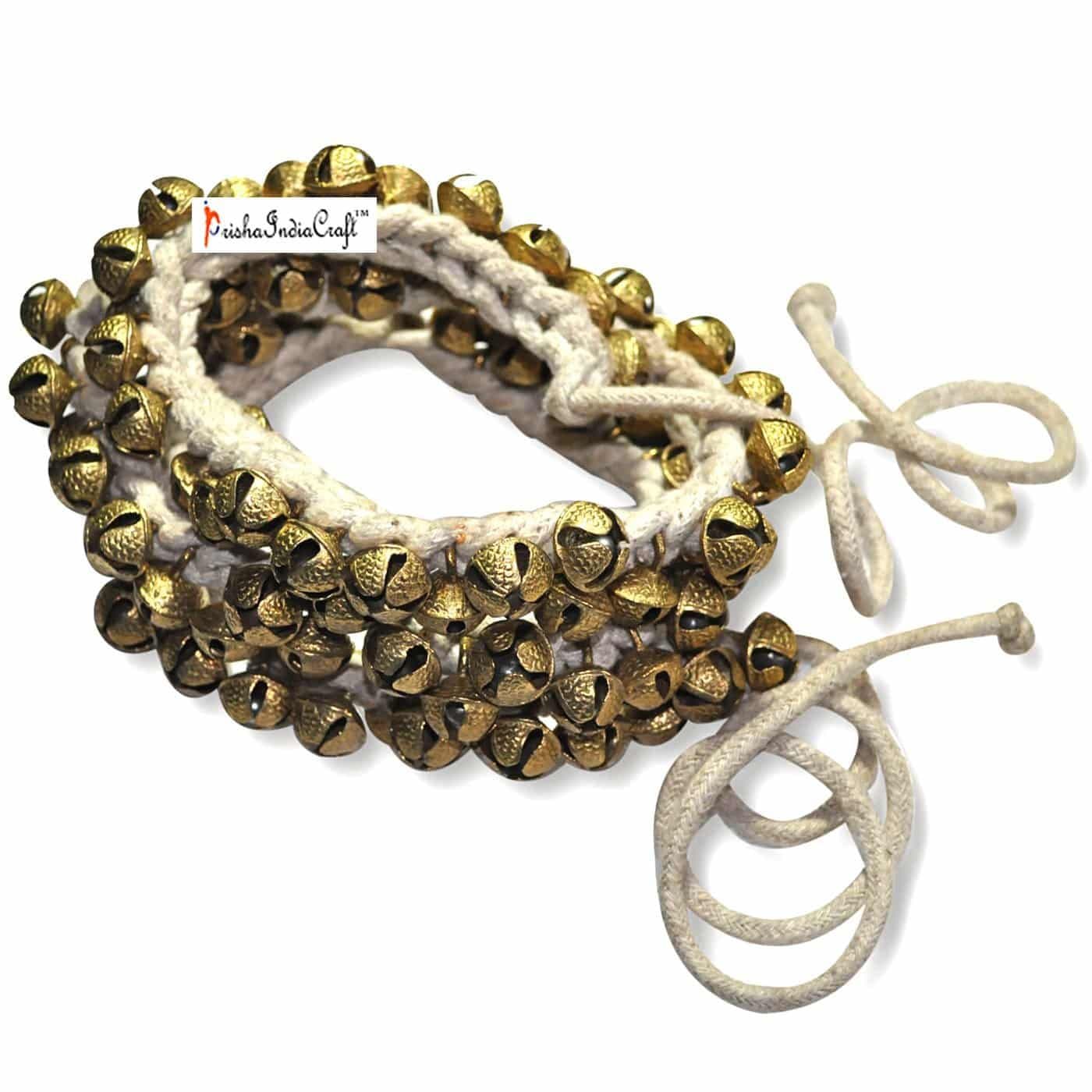 Prisha India Craft Kathak 12 No. Ghungroo Pair (100, 100) Bells Tied with Cotton Cord