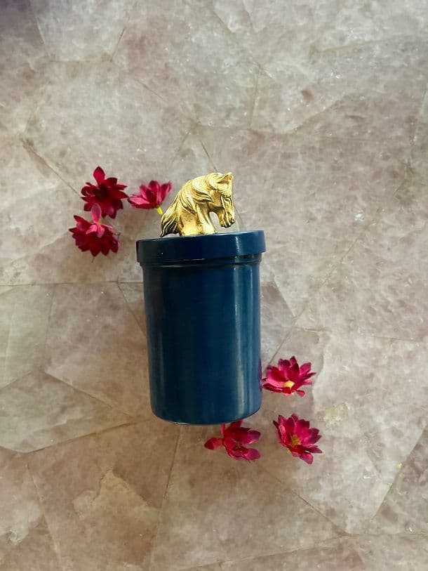 Horse Knob Container Blue Small