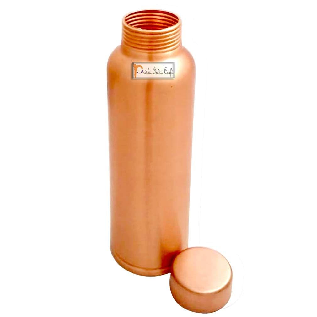 Prisha India Craft Lacquer Coated Matt Finish Copper Bottle, 900 ML