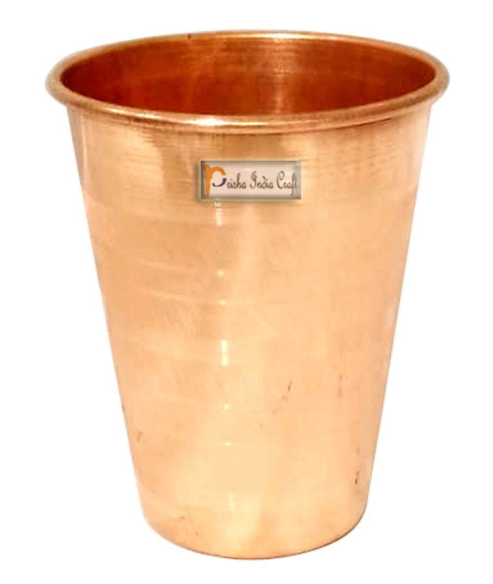 Prisha India Craft Pure Copper Glass Tumbler Luxury Design, Drinkware &amp; Serveware | Capacity 350 ML