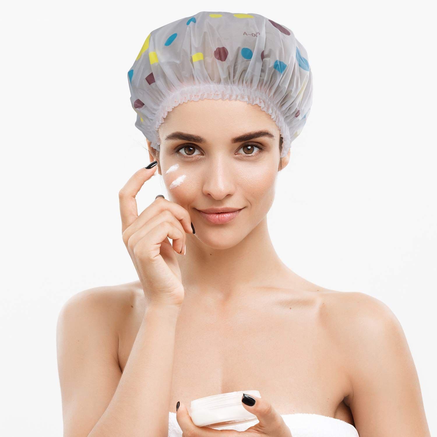 Multicolour Waterproof Elastic Band Plastic Reusable Shower Caps