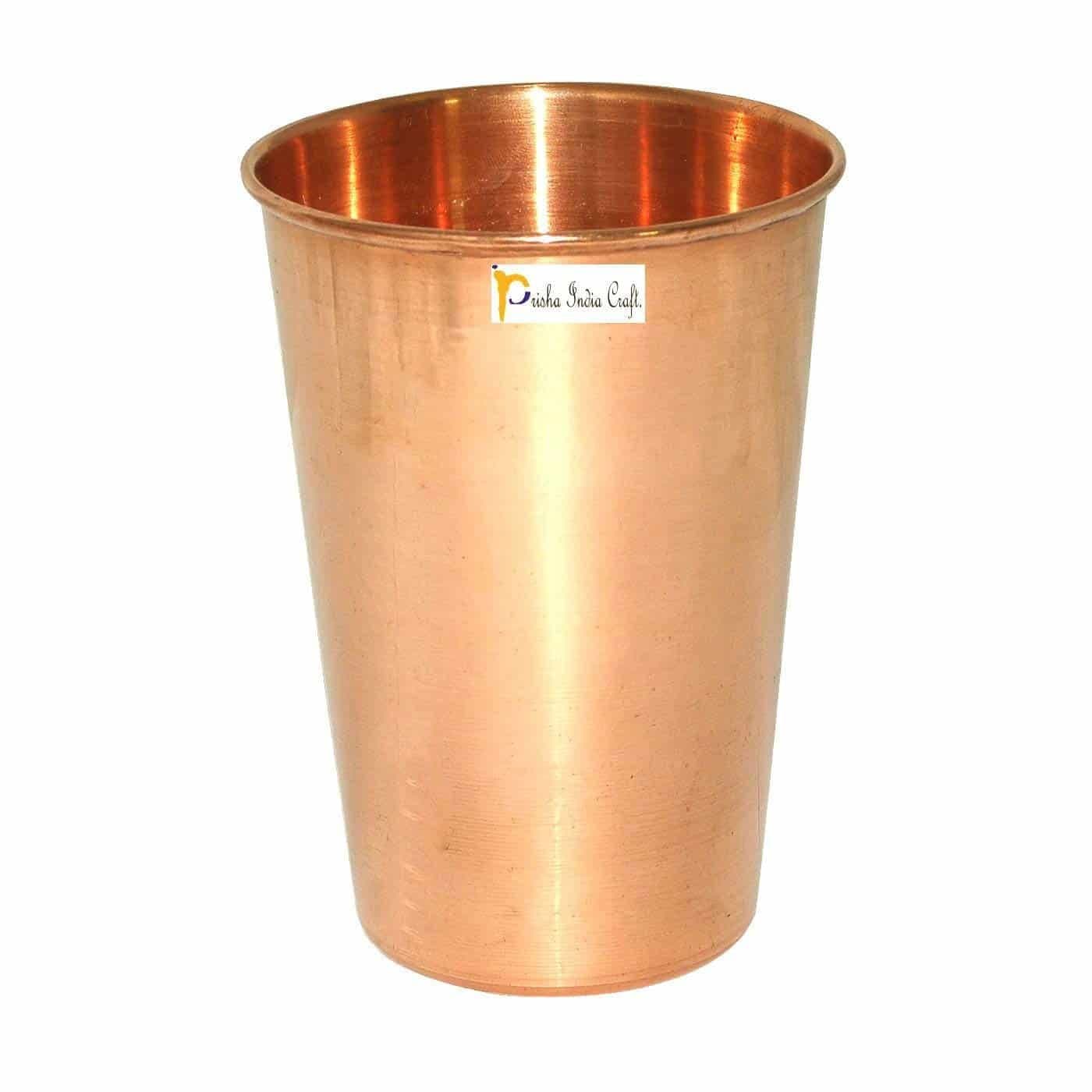 Prisha India Craft Copper Water Glass Tumbler, 450 ML