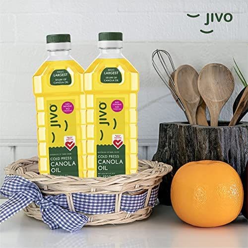 Jivo Canola Cold Press Edible Oil Pack of 2, 1 Litre each | Healthy Cooking Oil for Daily use | Recommended by Indian Medical Association | Lowest in Saturated Fat