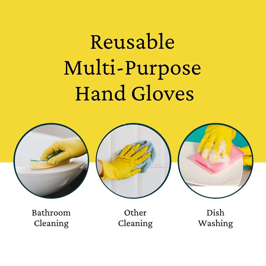 Rubber Gloves Multipurpose Washable Rubber Cleaning gloves Yellow
