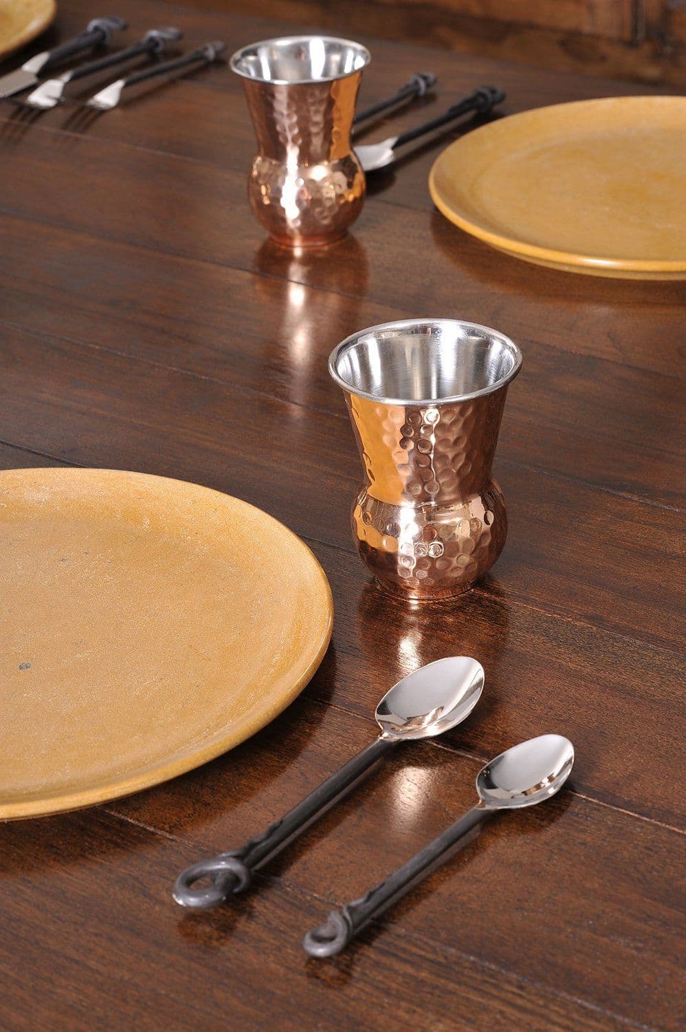 Prisha India Craft Copper Muglai Matka Glass Hammered Design Drinkware Tumbler | Capacity 270 ML