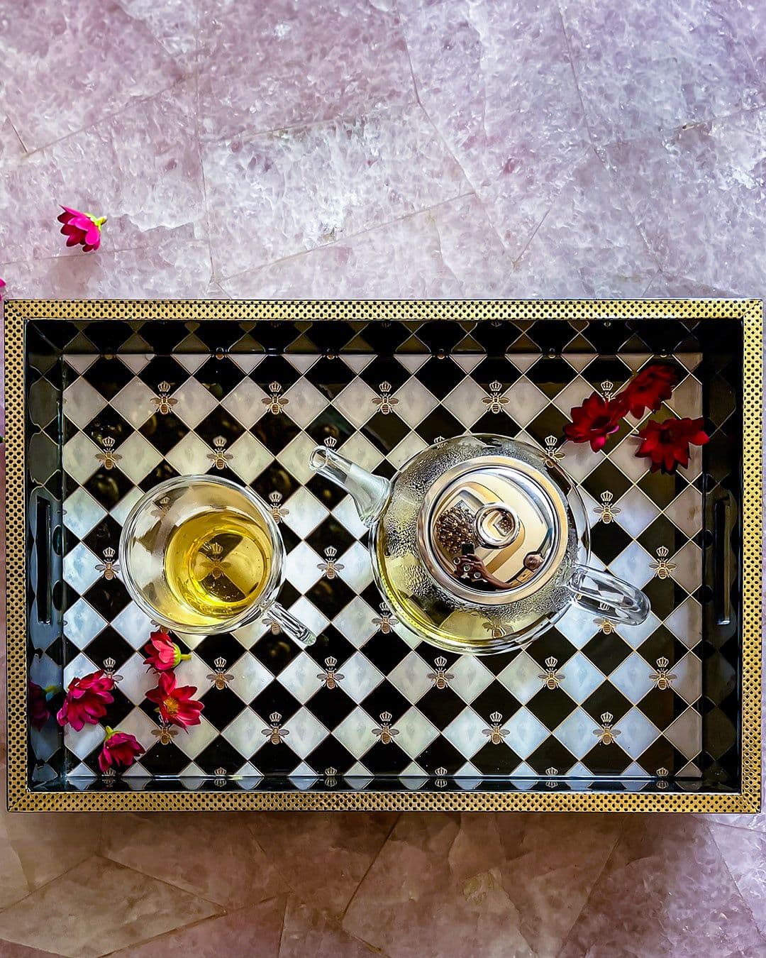 Gingham Bee Tray Large