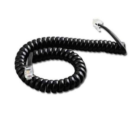 Telephone Handset Phone Extension Cord Curly Coil Line Cable Wire 2 Meter (Black) PACK OF 2