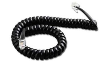 Telephone Handset Phone Extension Cord Curly Coil Line Cable Wire 2 Meter (Black) PACK OF 2