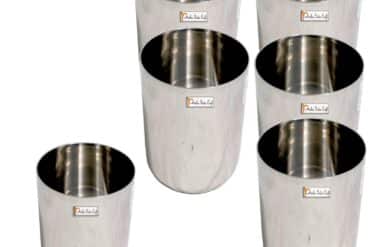 Prisha India Craft Stainless Steel Tumbler, 300 Ml, Set of 6, Silver