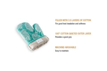 Cotton Padded Oven Gloves Paisley, Heat Resistant Gloves for Baking and Kitchen Use