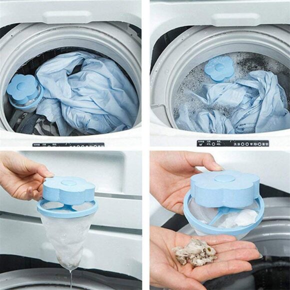 Washing Machine Flower Ball Shape Floating Reusable Mesh lint Net Trap Filter Bag Hair Catcher Removal Debris Dirt Fur Pouch|Cloth Laundry Washer Device Cleaning, Household Tool,Multi-Color