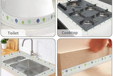 Waterproof Tape for Kitchen Sink Self Adhesive Bathroom Corner Caulking Sealing Tape Oil Proof Caulk Tape Strip Gap Sealer Waterproof Tape for Platform Basin Toilet 3.2m*3.8cm (Multi Print)