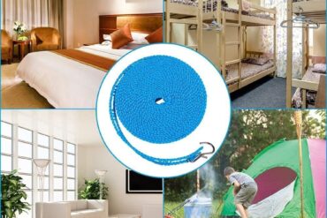 Anti-Slip Clothes Washing Line Drying Nylon Rope with Hooks,Dori for Kapada,Hanger for Camping Home, Nylon Clothesline Rope in Multi Color