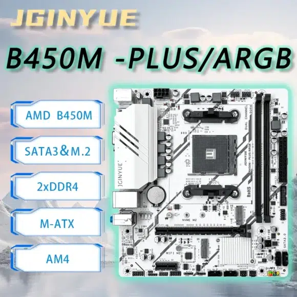 JGINYUE B450M PLUS ARGB Motherboard AM4 Supports Supports Ryzen 2000-5000 CPU DDR4 EXPO M.2 NVME